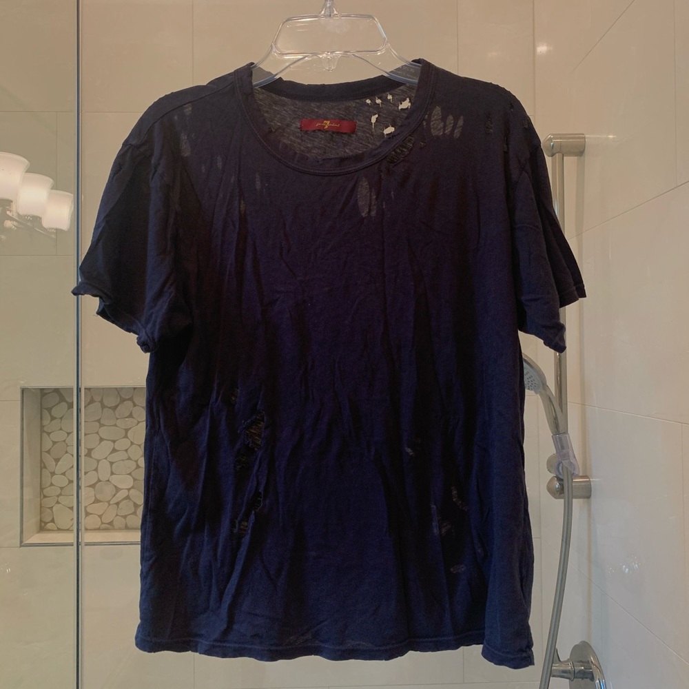 7 for all mankind black distressed tshirt